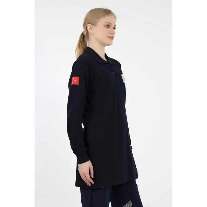 Acil Sağlık Yakalı Tshirt Tunik Nakışlı - Lacivert
