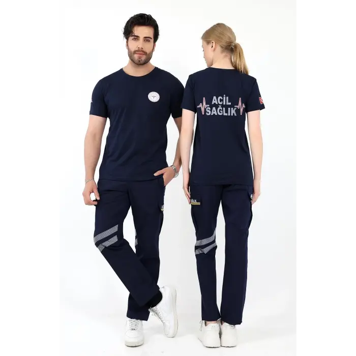 Acil Sağlık Yuvarlak Yaka Penye Kısa Kol Tshirt - Lacivert