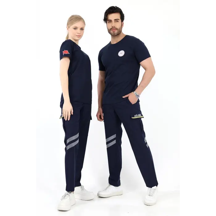 Acil Sağlık Yuvarlak Yaka Penye Kısa Kol Tshirt - Lacivert