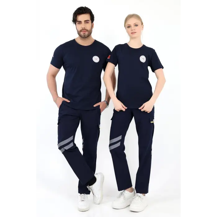 Acil Sağlık Yuvarlak Yaka Penye Kısa Kol Tshirt - Lacivert