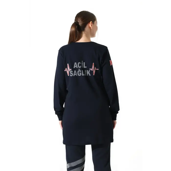 Acil Sağlık Yuvarlak Yaka Penye Tunik Baskılı - Lacivert