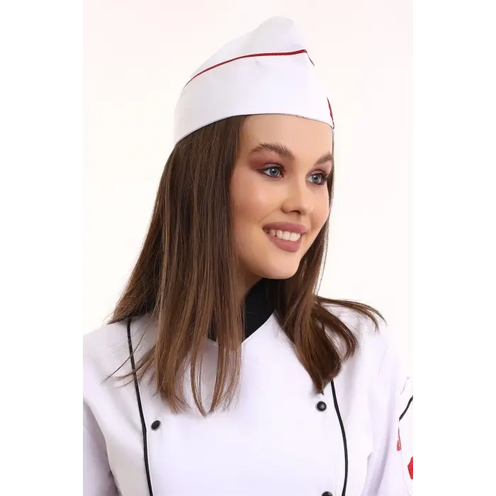 Aşçı Kayık Kep - Beyaz Kırmızı Biye