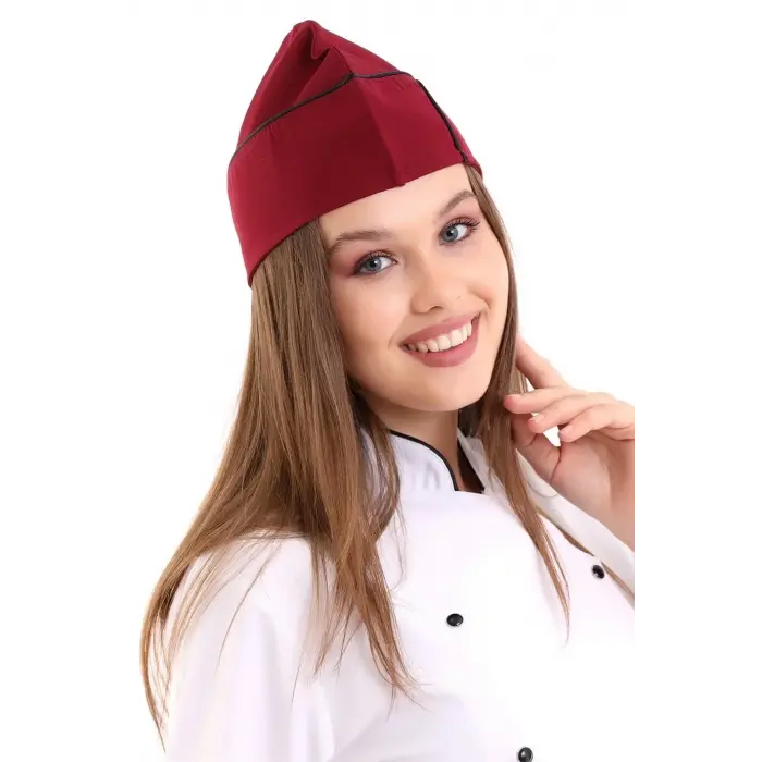Aşçı Kayık Kep - Bordo-siyah Biye