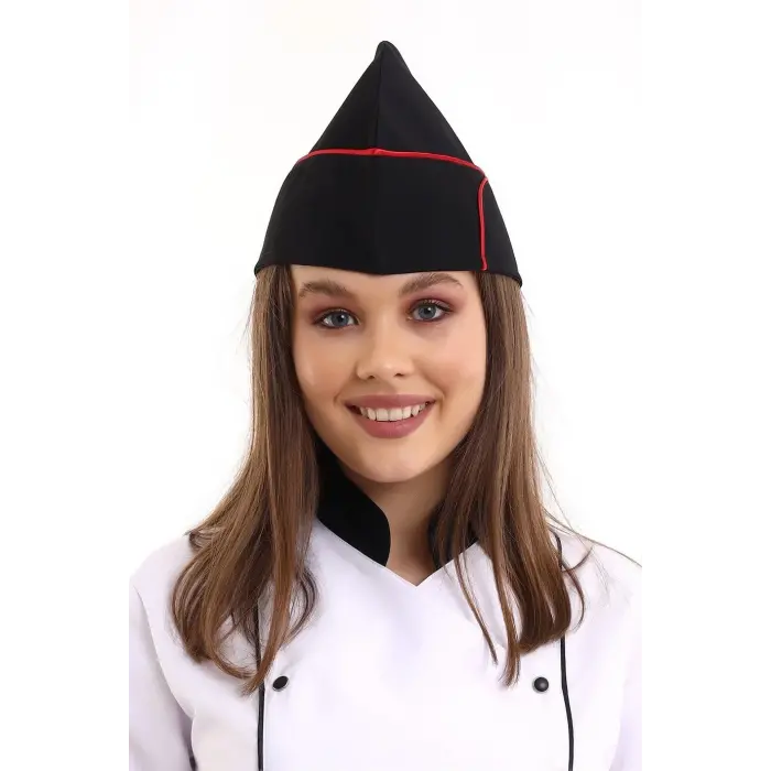 Aşçı Kayık Kep - Siyah Kırmızı Biye