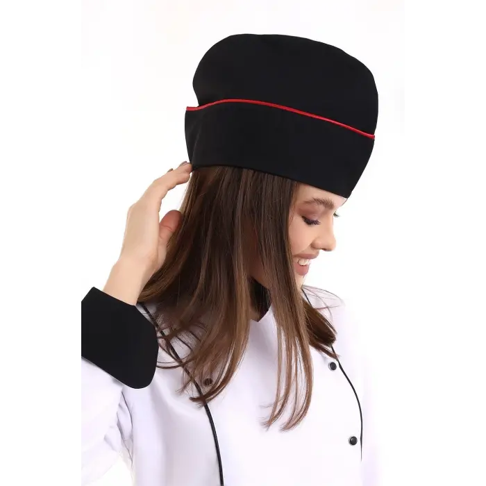 Aşçı Kayık Kep - Siyah Kırmızı Biye