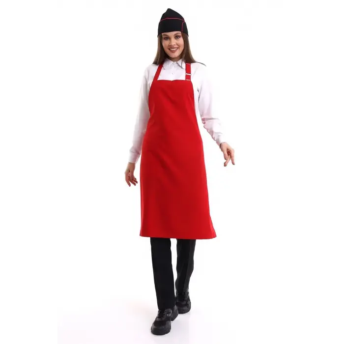 Askılı Önlük Cepli - 18 Kırmızı