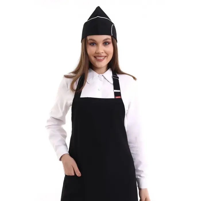 Askılı Önlük Cepli - 48 Siyah