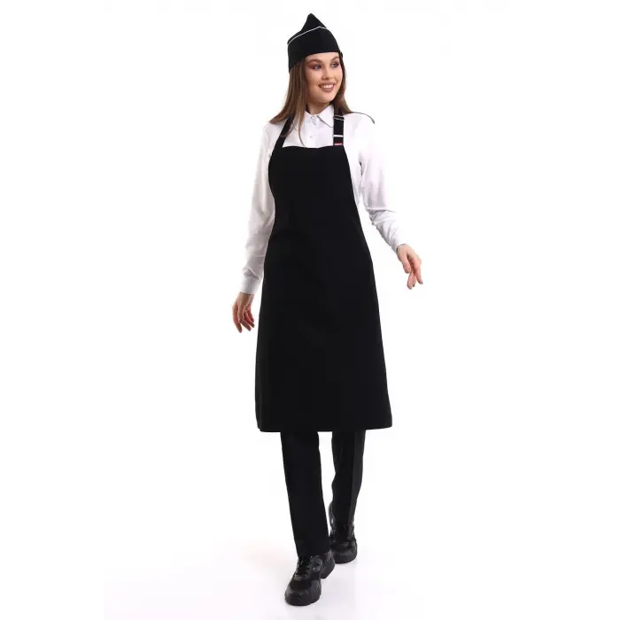 Askılı Önlük Cepli - 48 Siyah