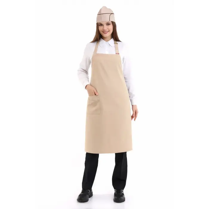 Askılı Önlük Cepli - Bej