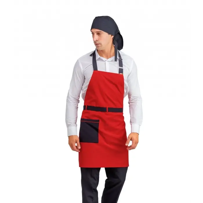 Askılı Önlük Kemerli - Kırmızı Siyah Kemerli
