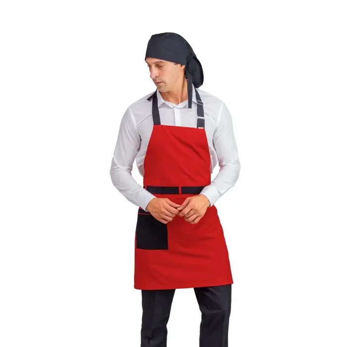 Askılı Önlük Kemerli - Kırmızı Siyah Kemerli