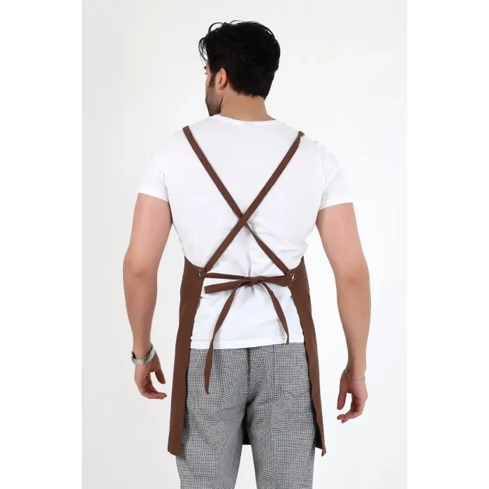 Barista Askılı Önlük Çift Cepli - Kahve