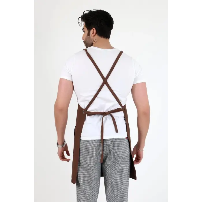 Barista Askılı Önlük Kanguru Cepli - Kahve