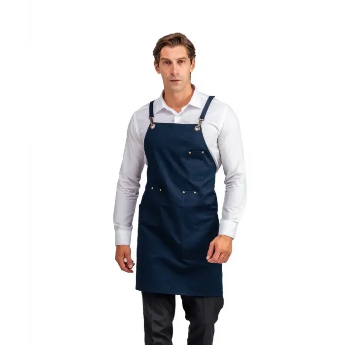 Barista Askılı Önlük Kanguru Cepli - Lacivert