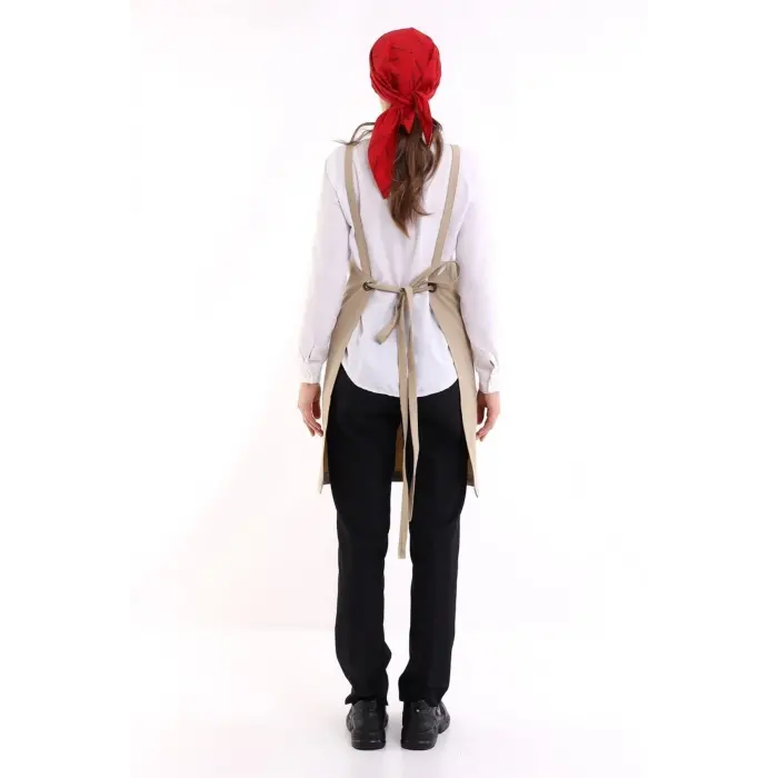 Barista Askılı Önlük Tek Cepli - Bej