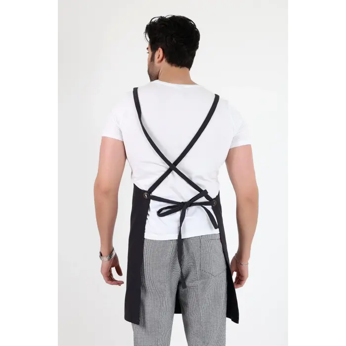 Barista Askılı Önlük Tek Cepli - Füme