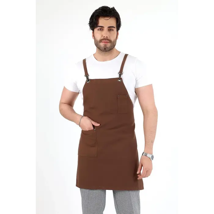 Barista Askılı Önlük Tek Cepli - Kahve