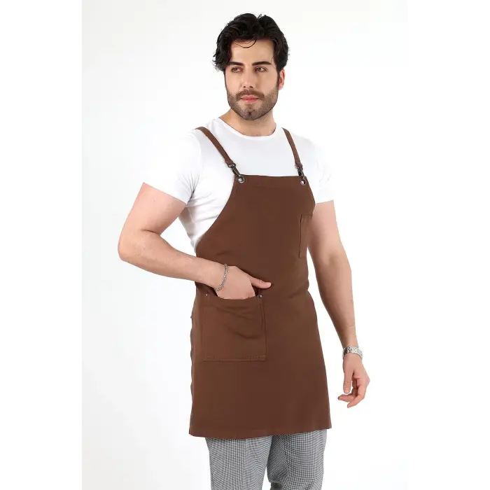 Barista Askılı Önlük Tek Cepli - Kahve