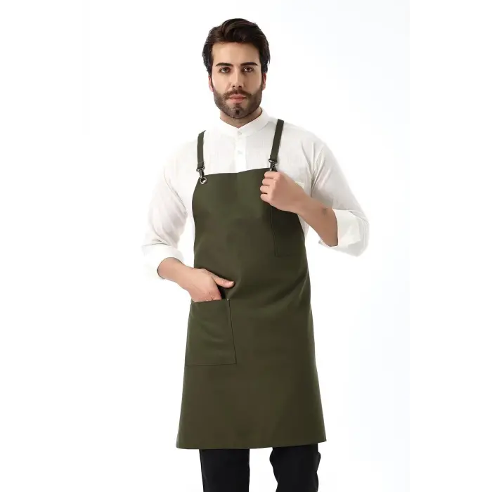 Barista Askılı Önlük Tek Cepli - Yeşil