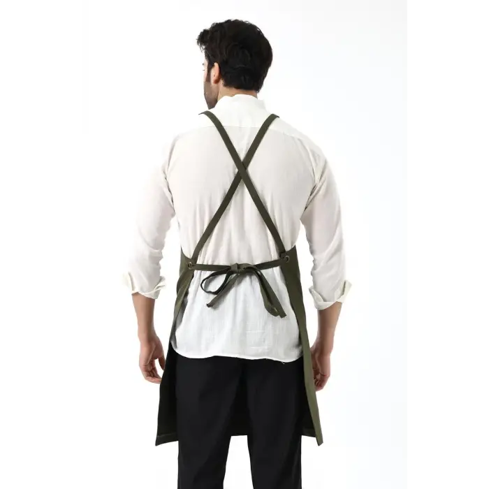 Barista Askılı Önlük Tek Cepli - Yeşil