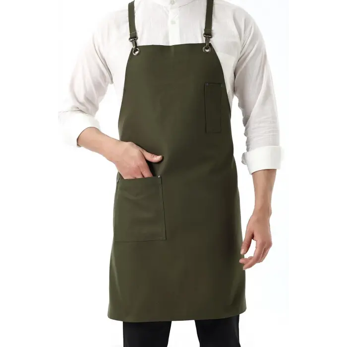 Barista Askılı Önlük Tek Cepli - Yeşil