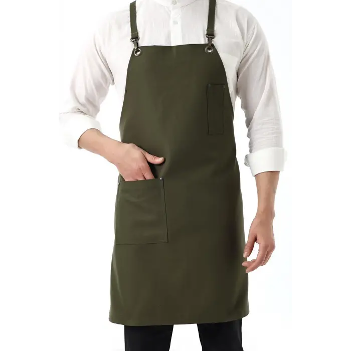Barista Askılı Önlük Tek Cepli - Yeşil