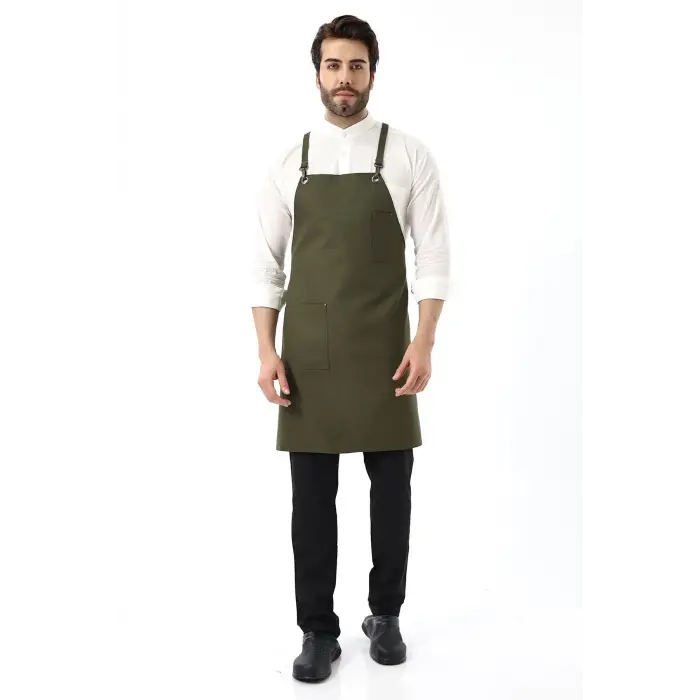 Barista Askılı Önlük Tek Cepli - Yeşil
