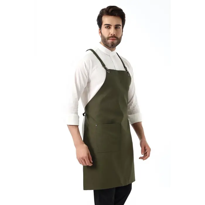 Barista Askılı Önlük Tek Cepli - Yeşil