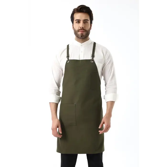 Barista Askılı Önlük Tek Cepli - Yeşil