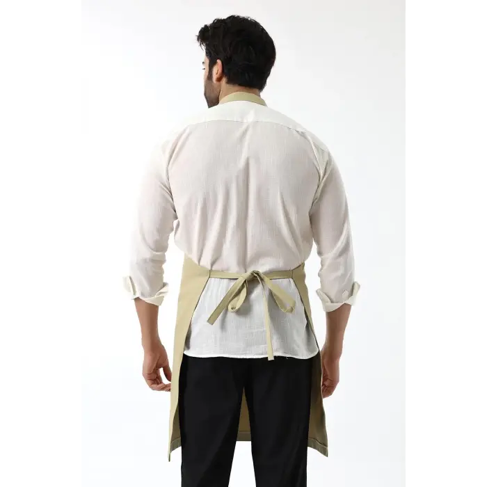 Barista Boyundan Askılı Önlük Çift Cepli - Bej