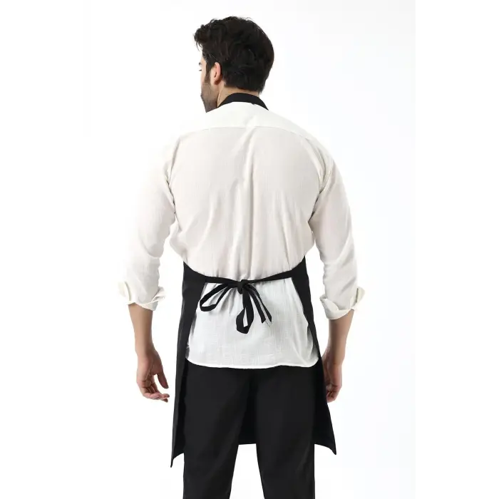 Barista Boyundan Askılı Önlük Çift Cepli - Siyah