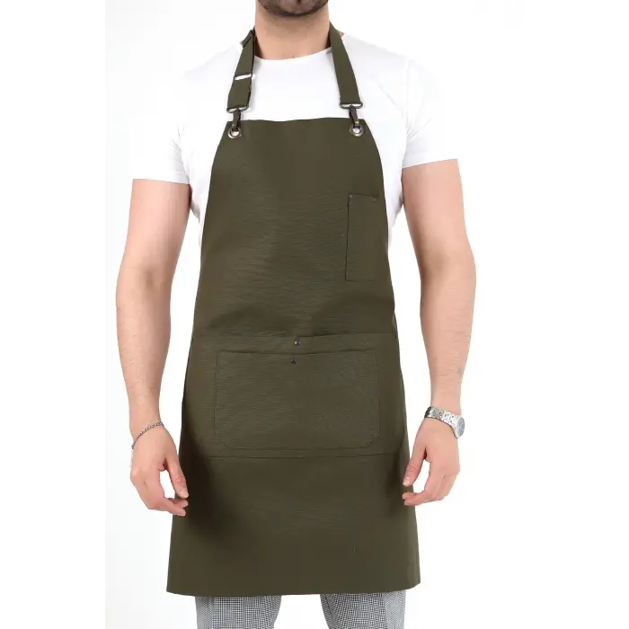 Barista Boyundan Askılı Önlük Çift Cepli - Yeşil