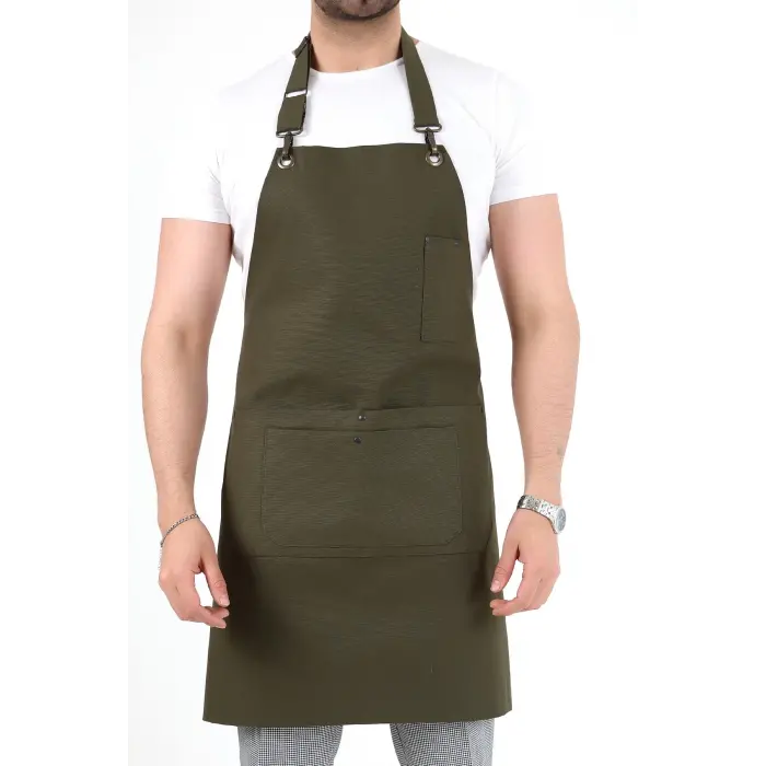 Barista Boyundan Askılı Önlük Çift Cepli - Yeşil
