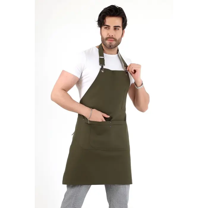 Barista Boyundan Askılı Önlük Çift Cepli - Yeşil