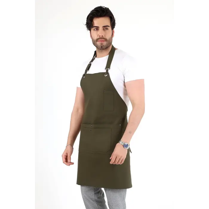 Barista Boyundan Askılı Önlük Çift Cepli - Yeşil
