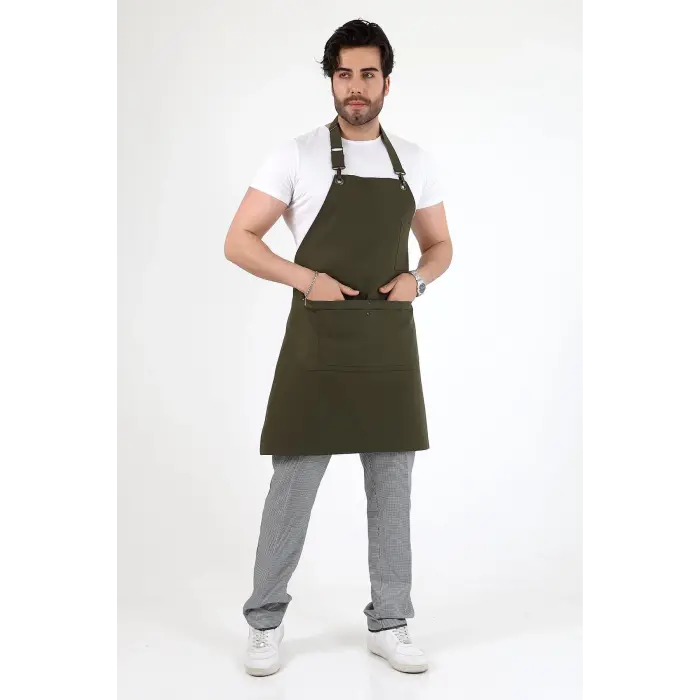 Barista Boyundan Askılı Önlük Çift Cepli - Yeşil
