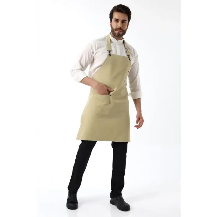 Barista Boyundan Askılı Önlük Tek Cepli - Bej