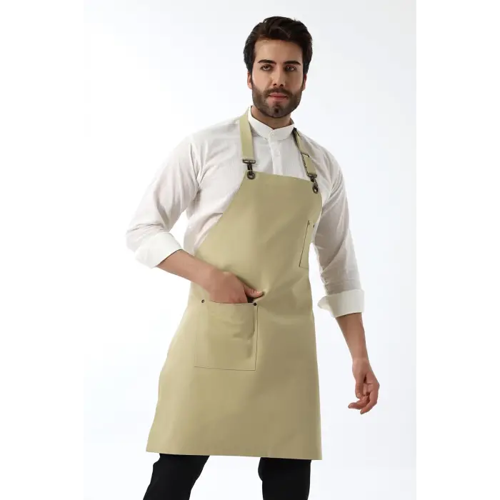 Barista Boyundan Askılı Önlük Tek Cepli - Bej