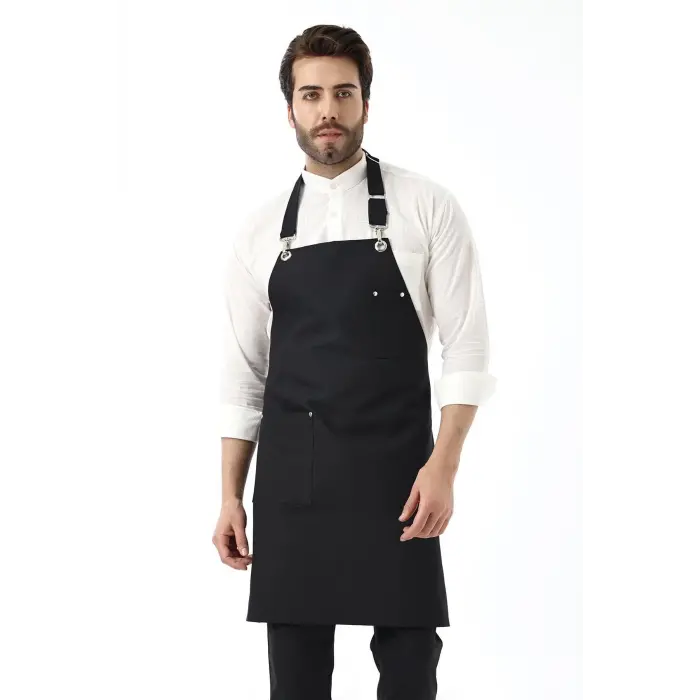 Barista Boyundan Askılı Önlük Tek Cepli - Siyah