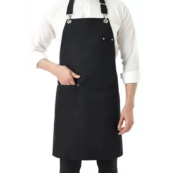 Barista Boyundan Askılı Önlük Tek Cepli - Siyah