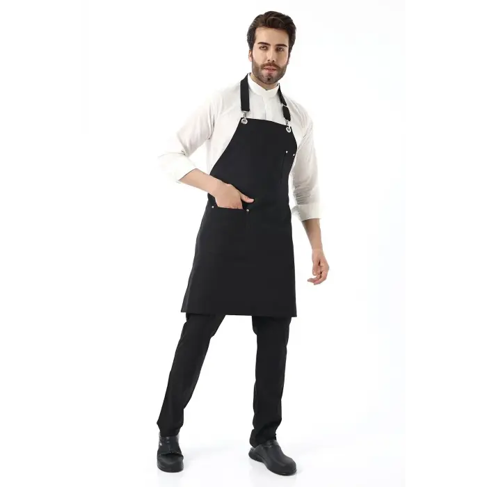 Barista Boyundan Askılı Önlük Tek Cepli - Siyah