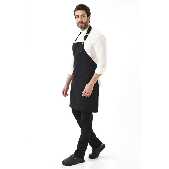 Barista Boyundan Askılı Önlük Tek Cepli - Siyah