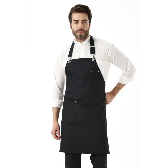 Barista Boyundan Askılı Önlük Tek Cepli - Siyah