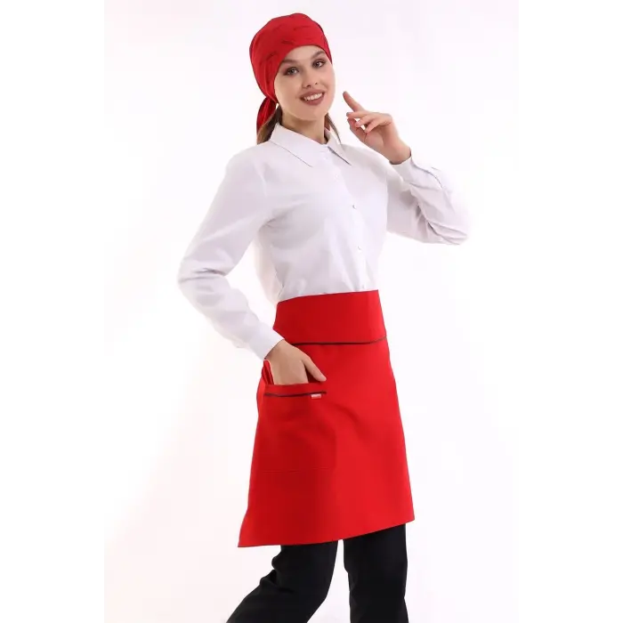 Bel Önlük - Kırmızı Siyah Biyeli