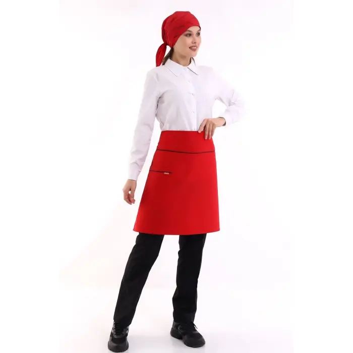Bel Önlük - Kırmızı Siyah Biyeli