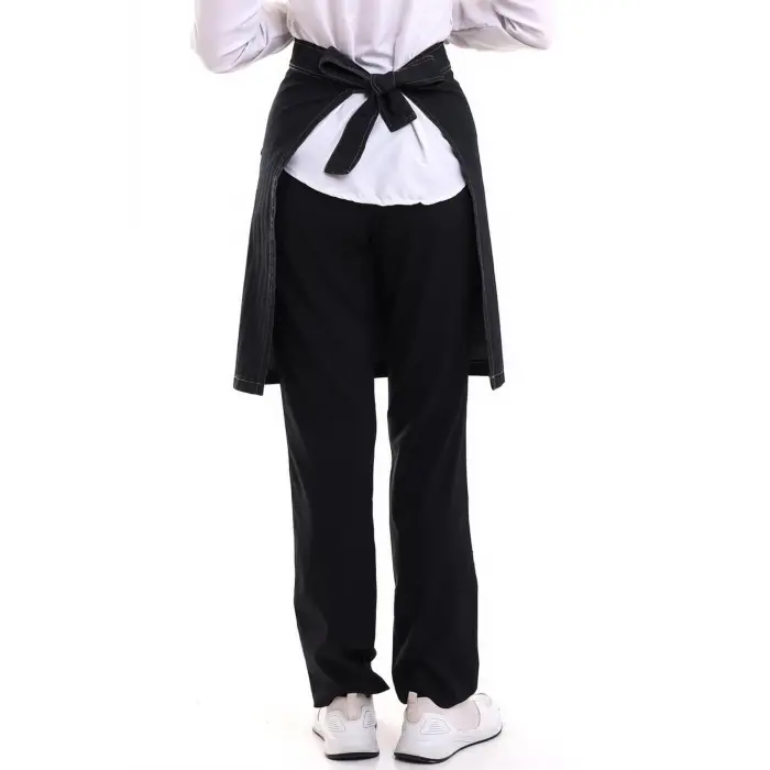 Bel Önlük Kot Çift Cepli Siyah