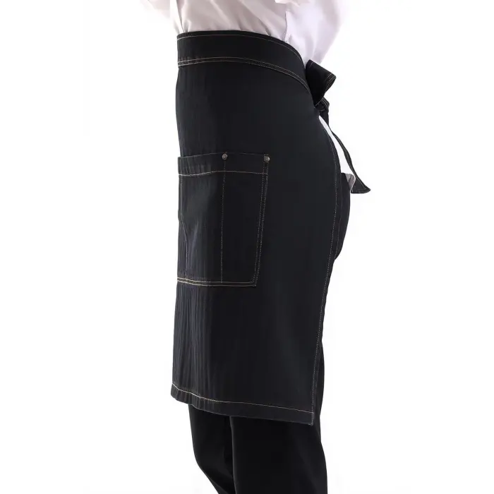 Bel Önlük Kot Çift Cepli Siyah