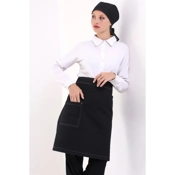 Bel Önlük Kot Tek Cepli - Siyah