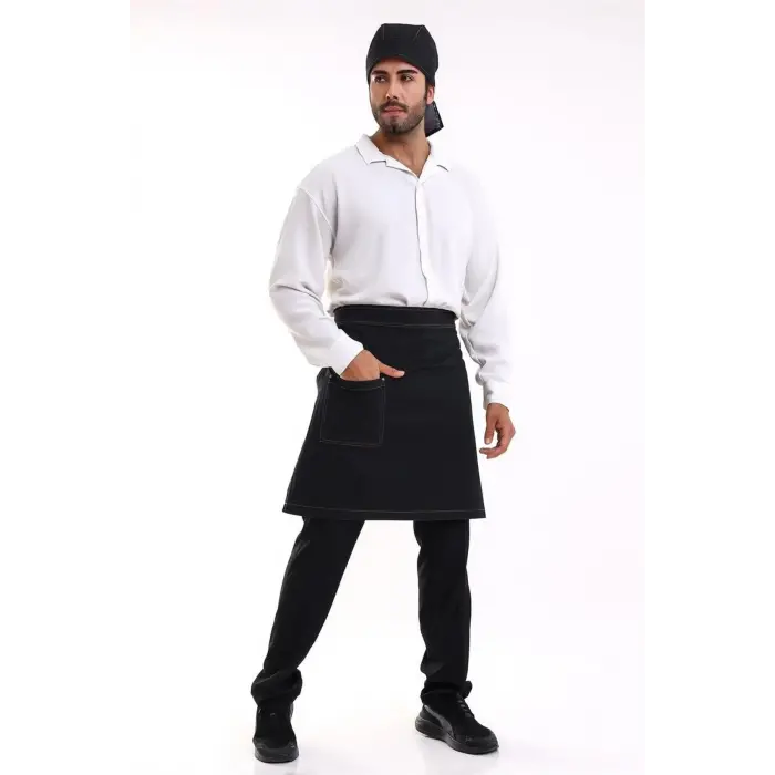 Bel Önlük Kot Tek Cepli - Siyah
