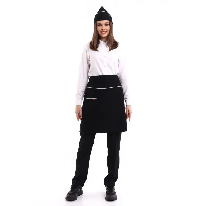 Bel Önlük - Siyah Beyaz Biye